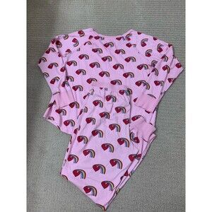 Hanna Anderson Womens Pink Red Hearts Rainbow Pajama Love Hanna Set Large